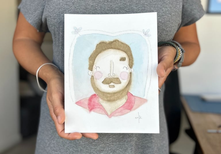 Watercolor painting by Chris Dias Koot. Portrait Collection