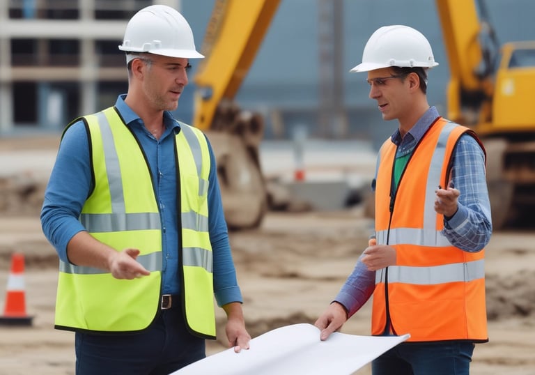Technician verifying waste management documentation on-site.