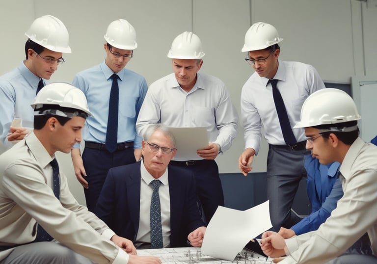 Construction site with workers setting up waste separation stations.