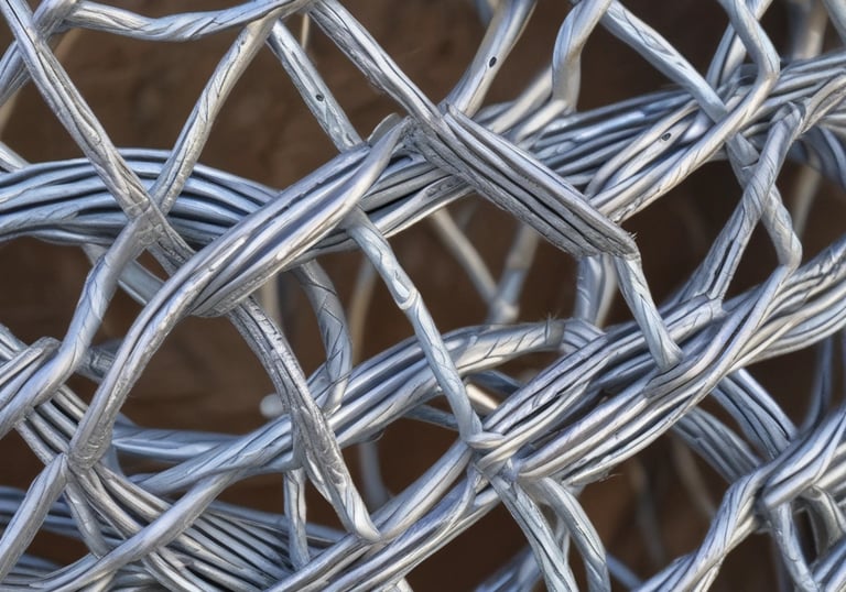 Photo of factory workers inspecting rolls of harmonika wire during production.