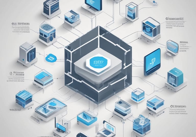 A team of IT professionals collaborating over network hardware in a modern office.