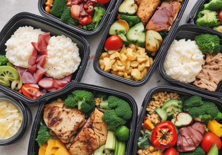Food truck parked at a lively community event with customers enjoying meals outdoors.