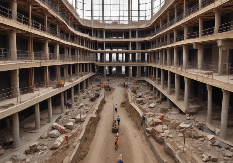 A bustling urban development with integrated residential and commercial buildings surrounded by green spaces.