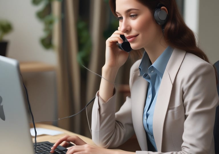 A customer service representative wearing a headset, smiling and ready to assist with water purification inquiries.