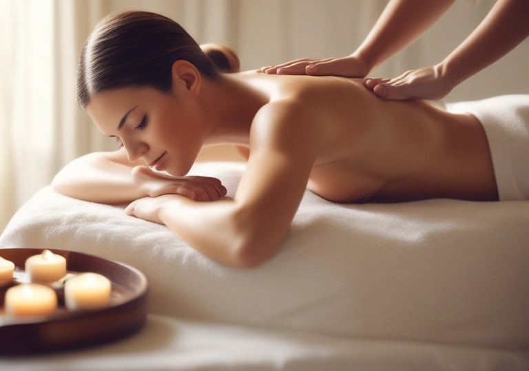 a woman getting a back massage at a spa
