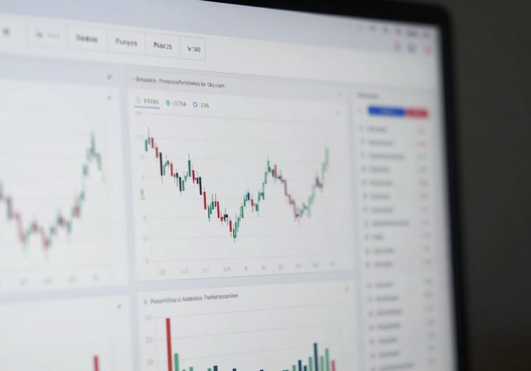 A digital screen displaying organized financial charts and graphs with a focus on clear communication and data-driven insights.