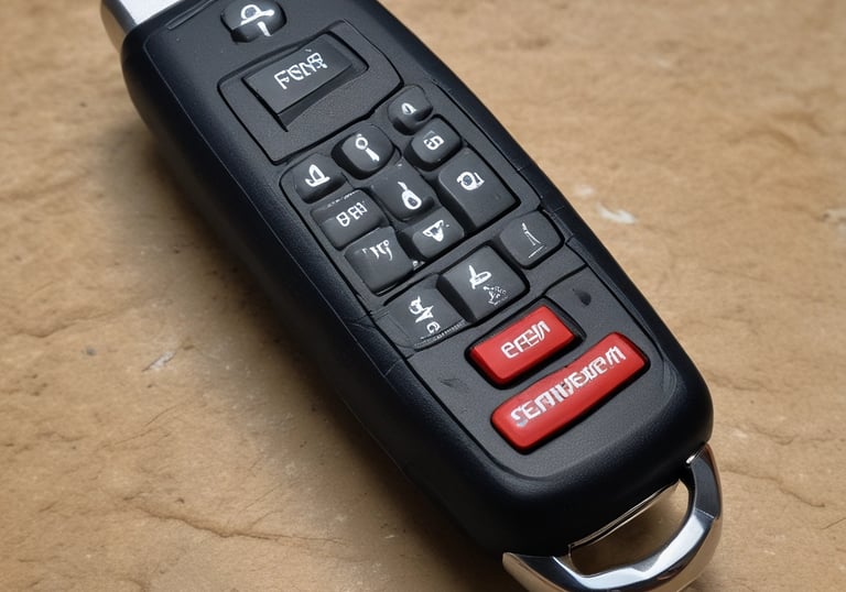 Close-up of a new car key being cut precisely by a modern key cutting machine.