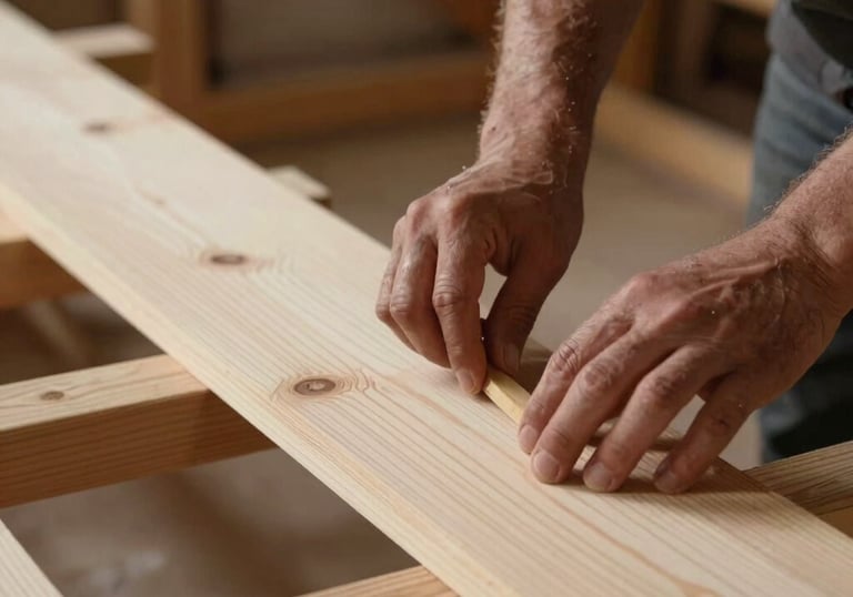 Gros plan d'un artisan installant de l'isolant de haute qualité entre les chevrons en bois d'une charpente, mettant l'accent sur l'efficacité thermique et le soin.