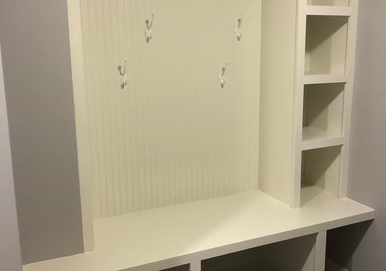 chicopee ma custom built in shoe rack painted ivory white