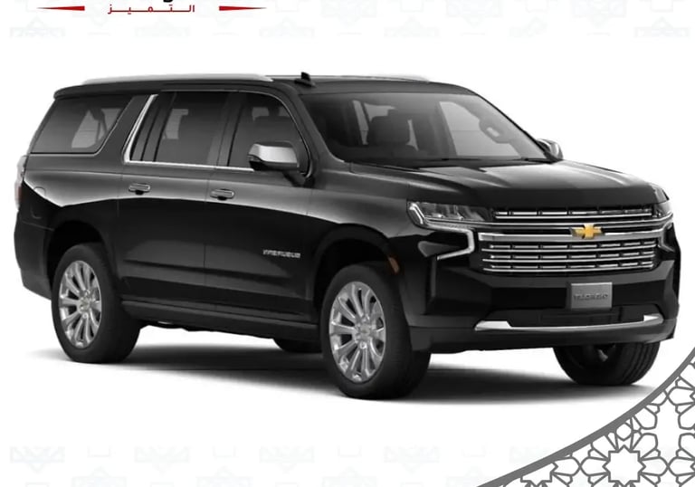 A family van parked outside a hotel in Mecca, ready for passengers. سيارة عائلية أمام فندق في مكة