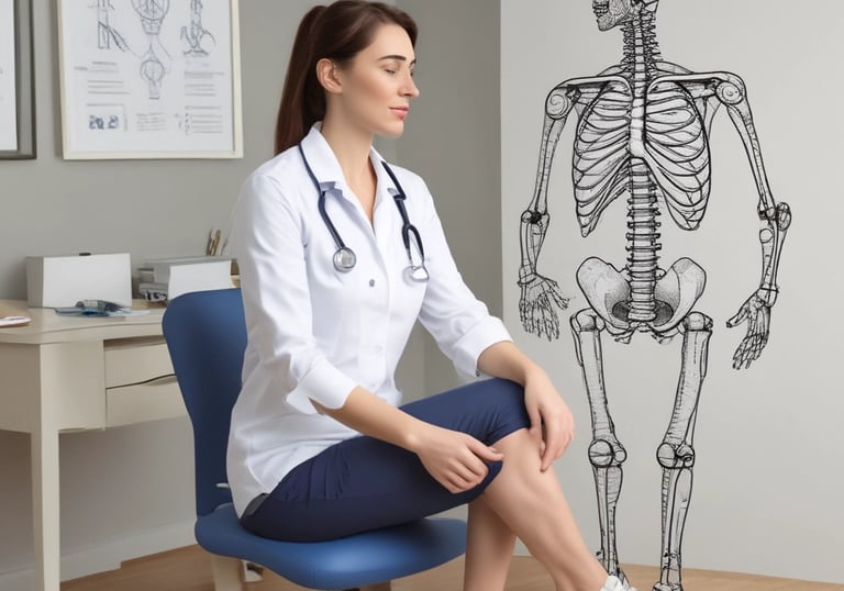 A smiling physiotherapist arriving at a client's home with therapy equipment.