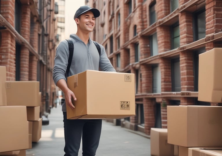 Customer checking package status on a smartphone app.