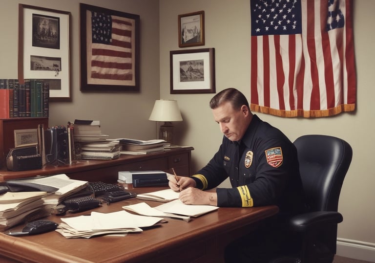 Consultant discussing fire department plans with local officials around a table.