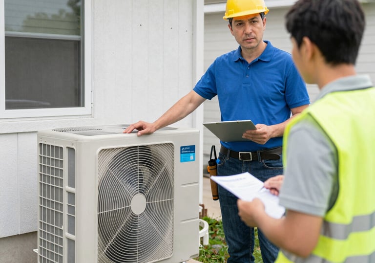 Inspector examining the foundation of a Cookeville home with a flashlight.