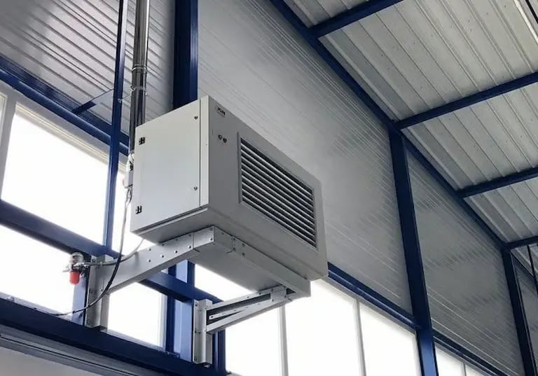 Installation de chaufferettes de chantier (dragons) et aérothermes pour garages et ateliers à Candia