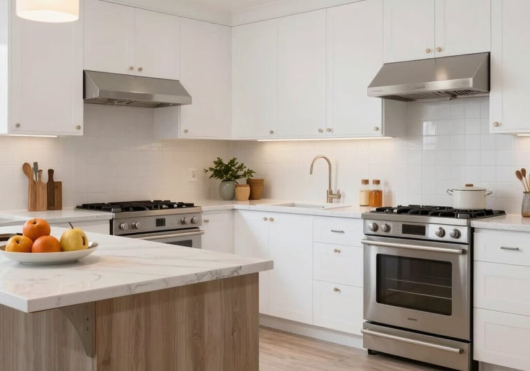 A friendly Casanova team member discussing remodeling plans with a homeowner over blueprints.