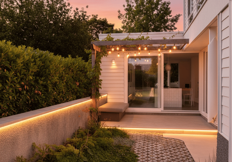 Model de montaj pavaj Ecologic, dale hexagonale umplute cu pietriș și iarbă