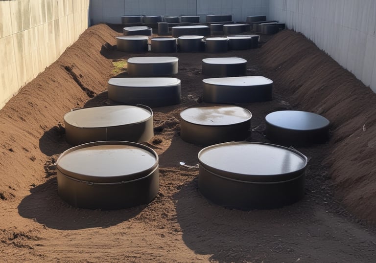 Industrial equipment processing drilled cuttings in a containment area.