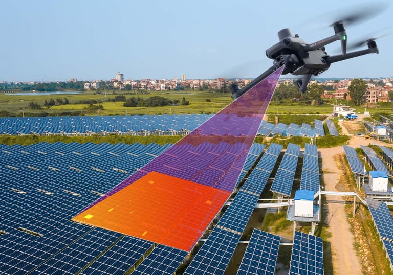Termal drone ile güneş paneli denetimi.