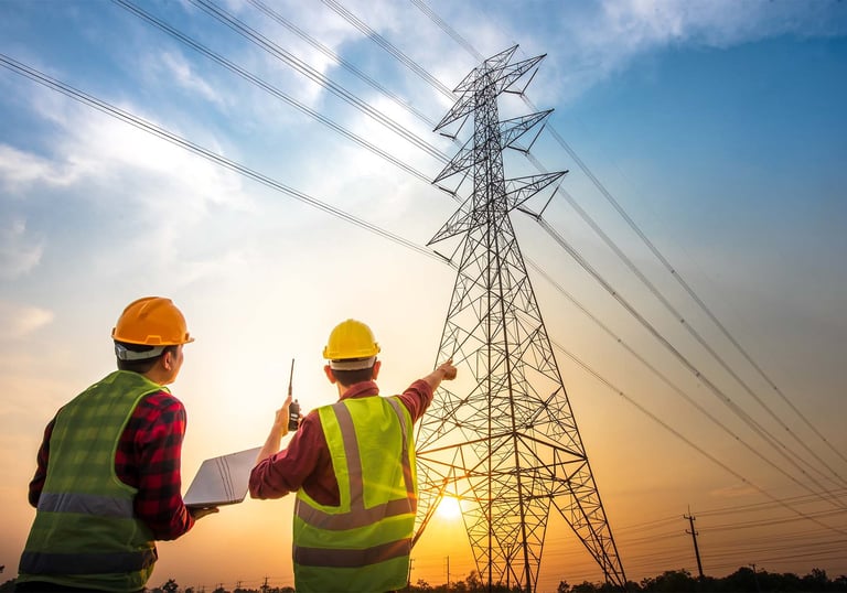 Elektrik şebekesi ve güneş enerjisi mühendisleri.