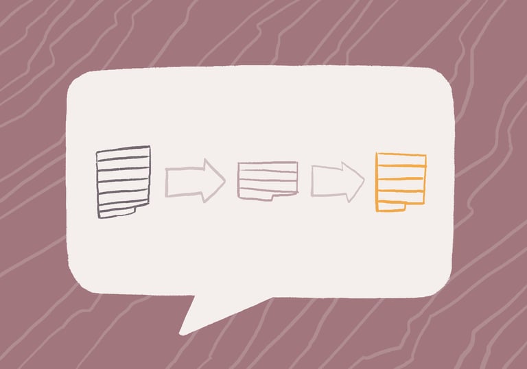 Illustration of a speech bubble with a diagram representing promotion and succession discussions