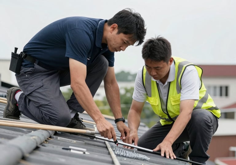 Clean, modern illustration of a user chatting with a service provider on a smartphone.