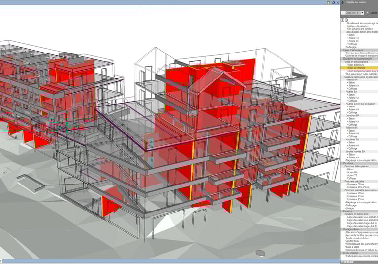 Modélisation 3D et métré graphique sur le logiciel Attic+ pour l'export de données DQE.