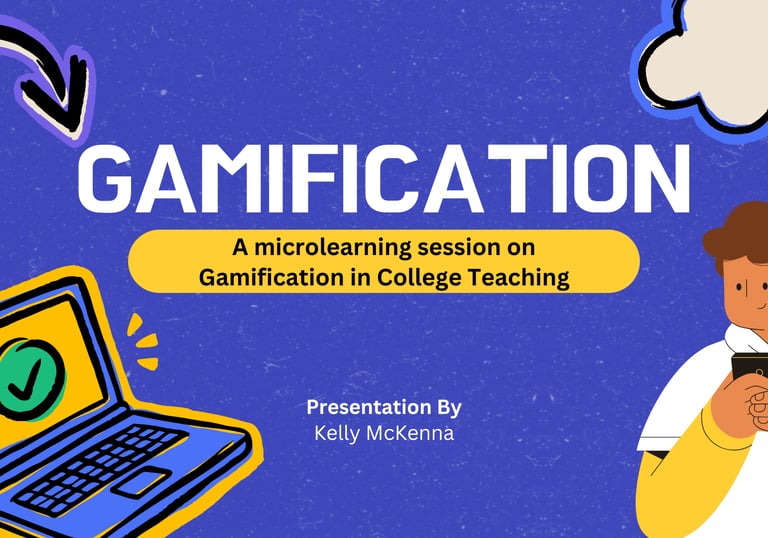 Title slide for a gamification microlearning presentation with illustrated educational graphics.