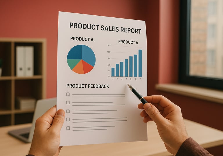 Una persona che tiene in mano un report aziendale