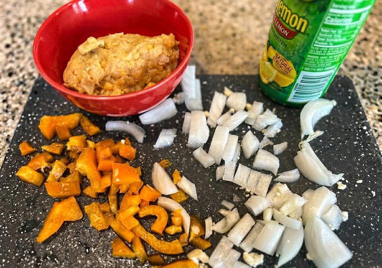 Meatless Cauliflower Chickpea Wrap prep