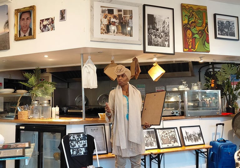 Jamila giving talk about the Mangrove Nine