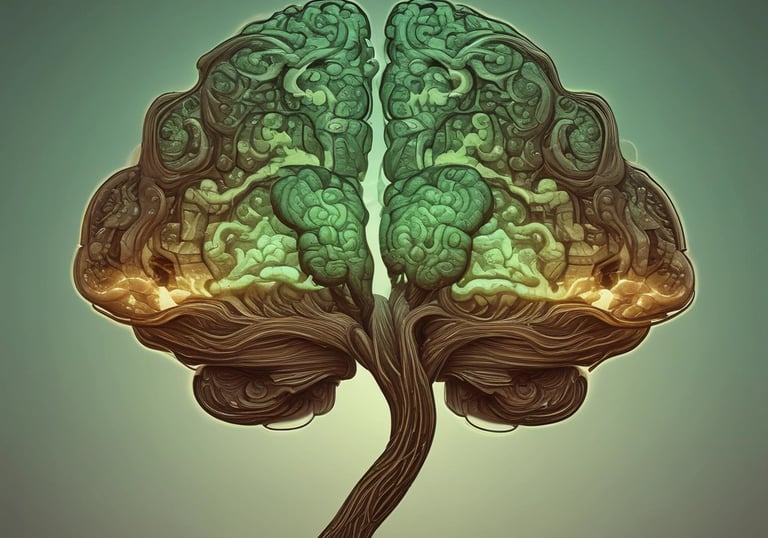 A serene horse grazing in a lush green meadow under soft sunlight.