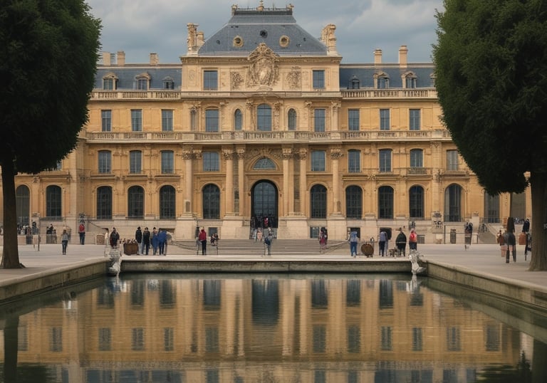 A welcoming French border checkpoint with travelers arriving.