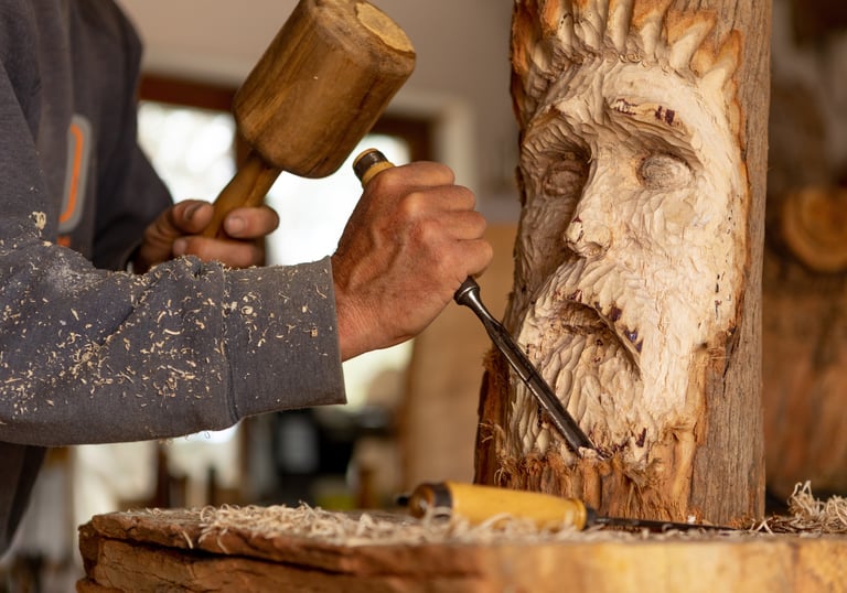 Artist woodworking and crafting