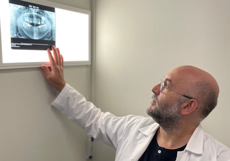 a man in a lab coat and a radio