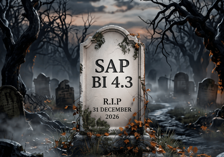 SAP BusinessObjects BI 4.3 tombstone graveyard - R.I.P 31 December 2026 end of mainstream maintenanc