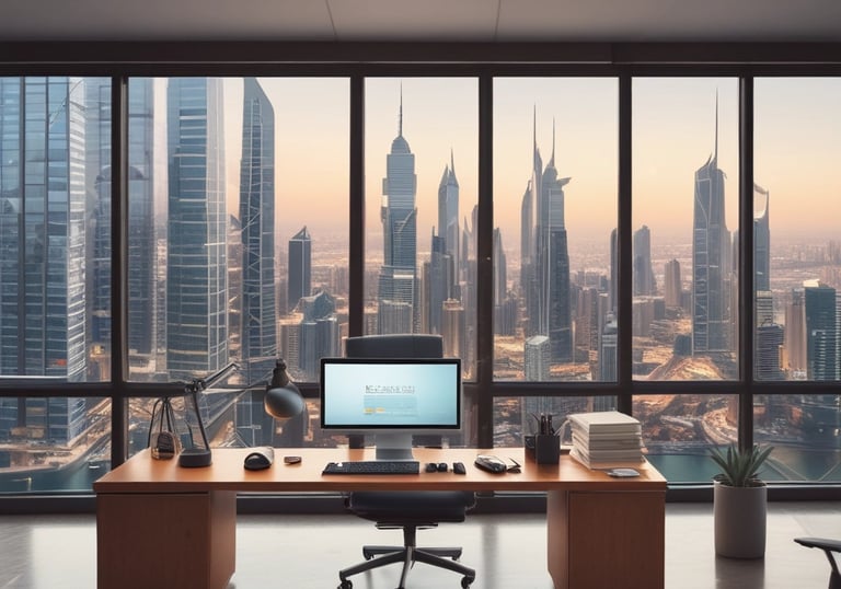 A professional consultant discussing plans with a client in a modern office setting.
