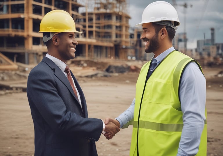 A visual of a busy construction site with various contractors at work.