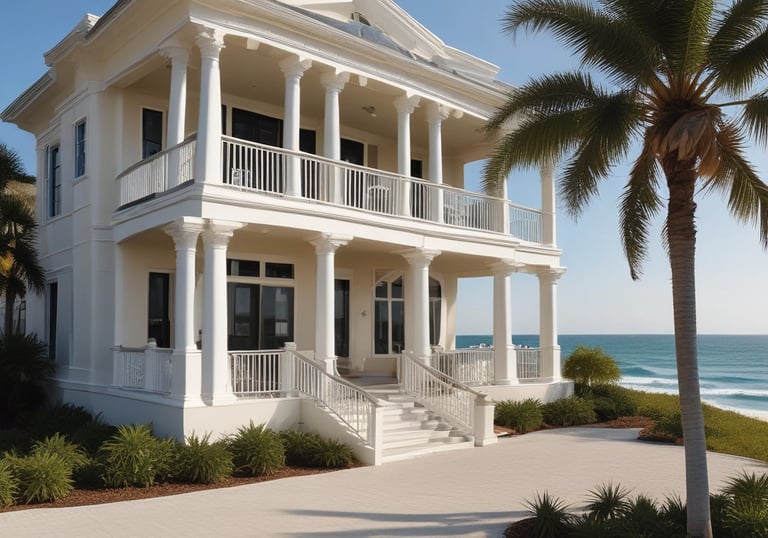 A well-maintained luxury home with manicured gardens and elegant architecture.