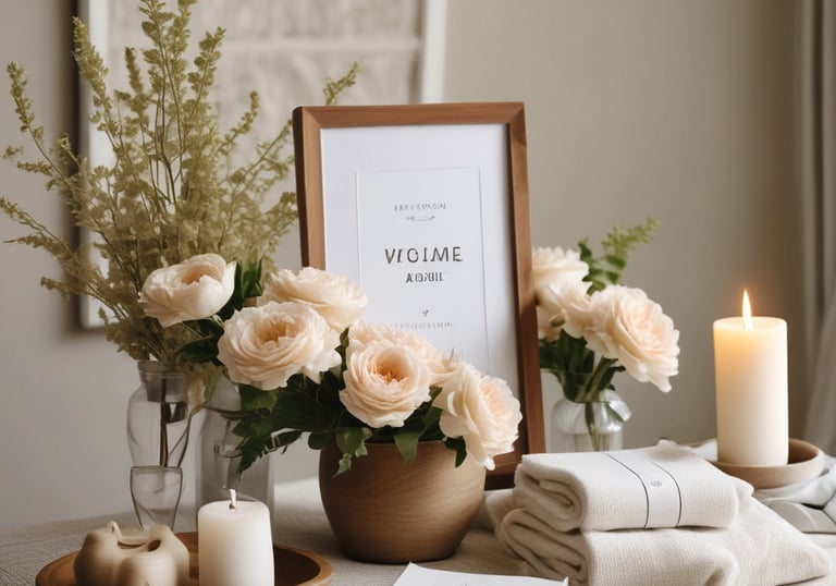 A modern apartment complex featuring two multi-story buildings with large windows and balconies. The complex is surrounded by landscaped areas with palm trees and a small pool in the center. Several parked vehicles are situated along the paved driveway that runs between the buildings.