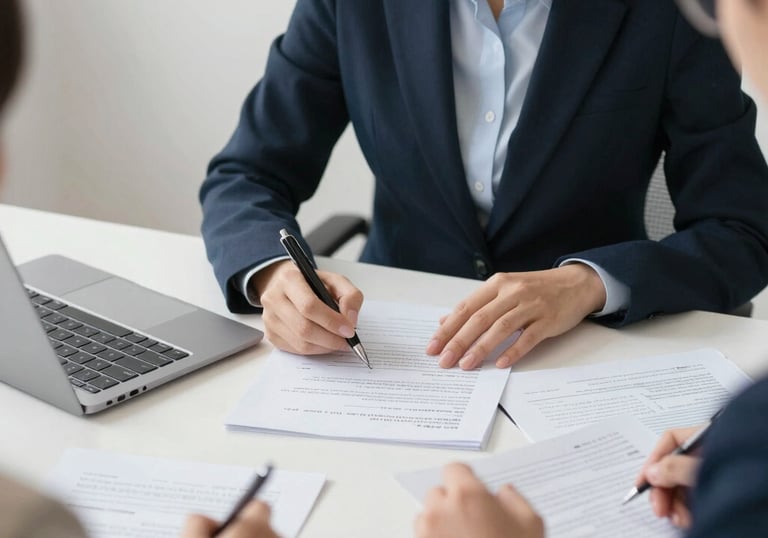 Close-up of hands signing a real estate contract in Mexico City.