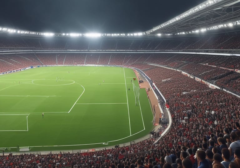 a large stadium with a football field and a stadium