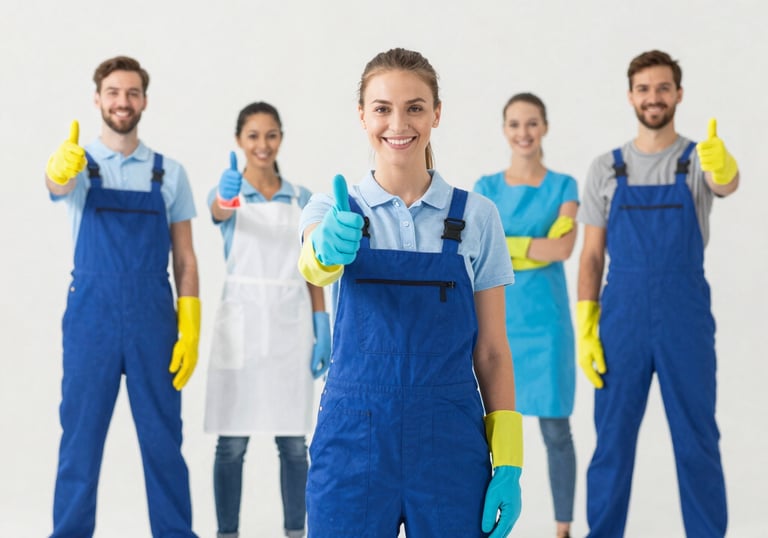 A minimalist and clean laundry room in a North American house. The appliances are sparkling white, and the shelves are perfectly organized, representing a masterfully cleaned and clutter-free utility space.