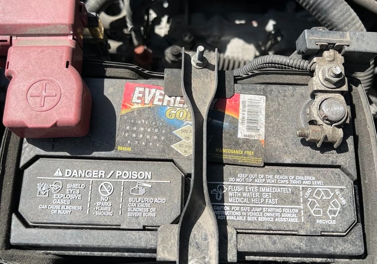 a car battery box with a battery