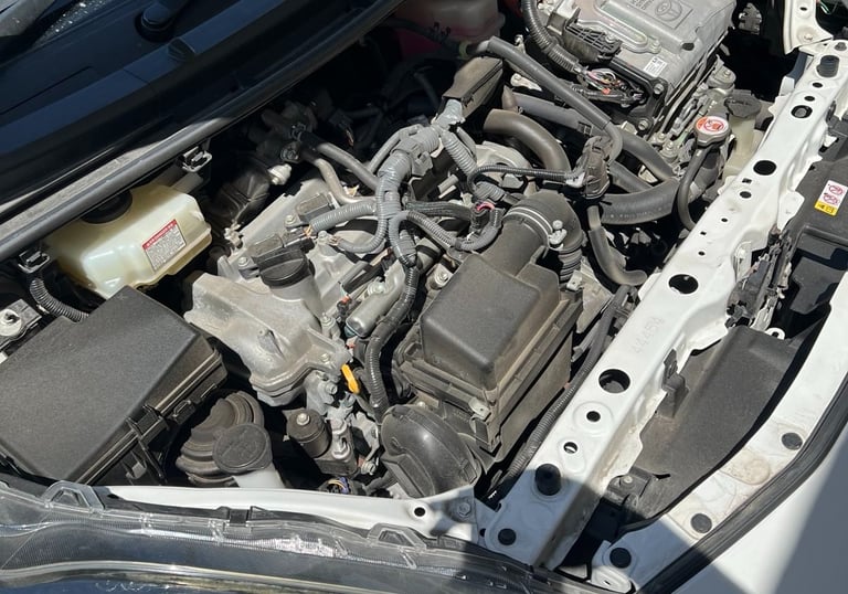 a car with a engine in the hood of a car