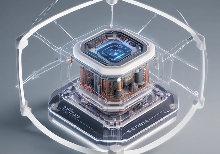 A grey processor chip with the letters 'AI' prominently displayed in blue, set against a subtle background with faint outlines of a map.