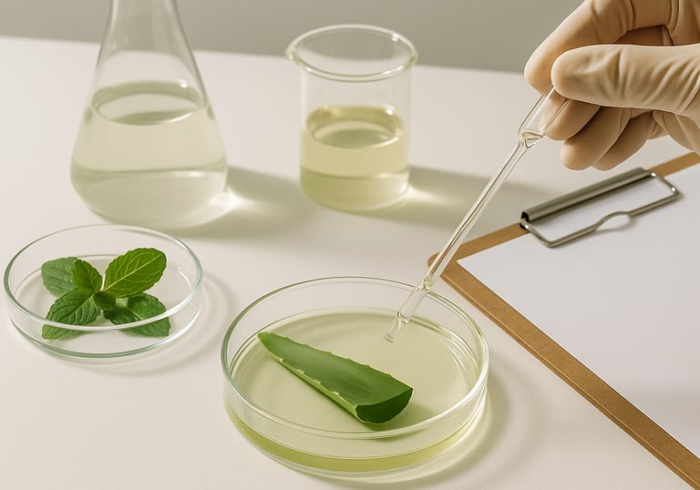 Person reviewing plant-based wellness formulation on clipboard – health and wellness product