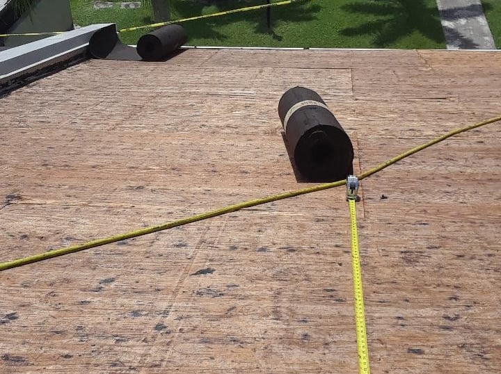plywood nailed 6" on center to meet Florida building code