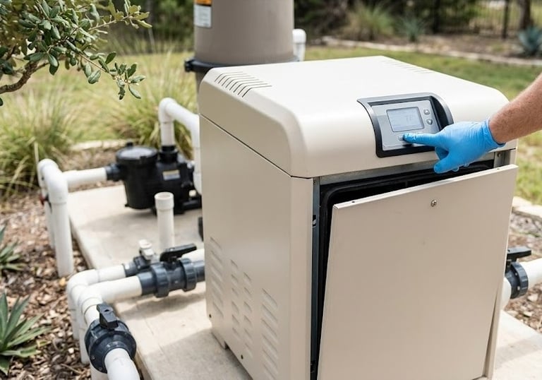Checking a residential pool heater in Round Rock TX