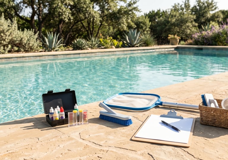 Clear residential pool after Pool School in Round Rock TX